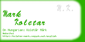 mark koletar business card